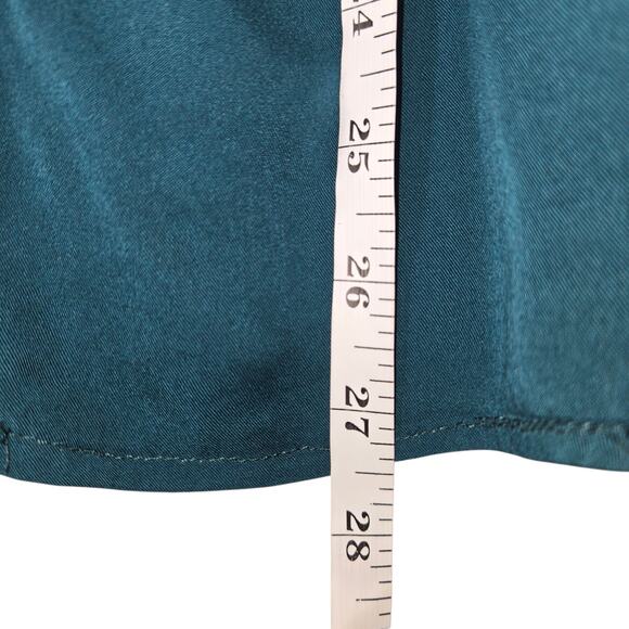 Catherine Malandrino Womens Teal Blue Smocked Peasant Blouse XL Poet‎ Sleeve Top - Picture 8 of 13